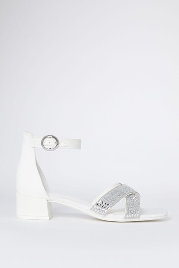 Lipsy White Low Block Heel Occasion Sandal