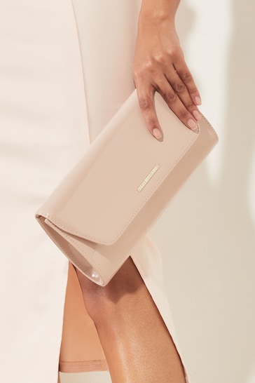 Lipsy Nude Envelope Clutch Occasion Bag