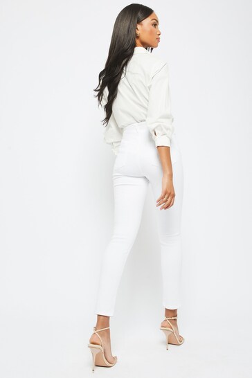 Lipsy White High Waist Sculpt, Shape and Slim Skinny Jeanss