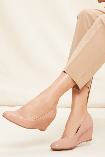 Friends Like These Nude Patent Regular Fit Patent Wedge Court