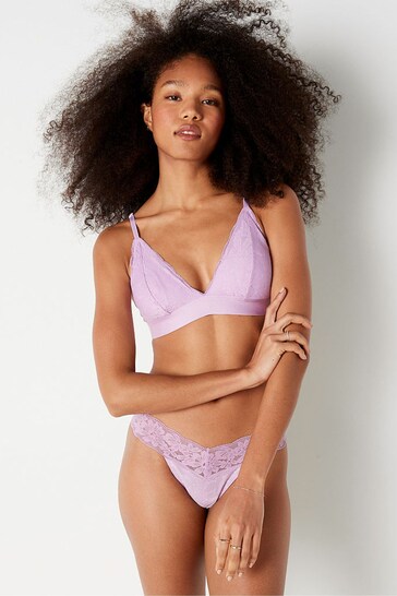 Victoria's Secret PINK Misty Lilac Purple Regular Cup Lace Unlined Triangle Bralette