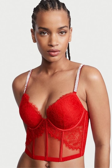 Buy Victoria's Secret Lipstick Red Corset Bombshell Add 2 Cups Shine Strap  Corset Bra Top from the Next UK online shop