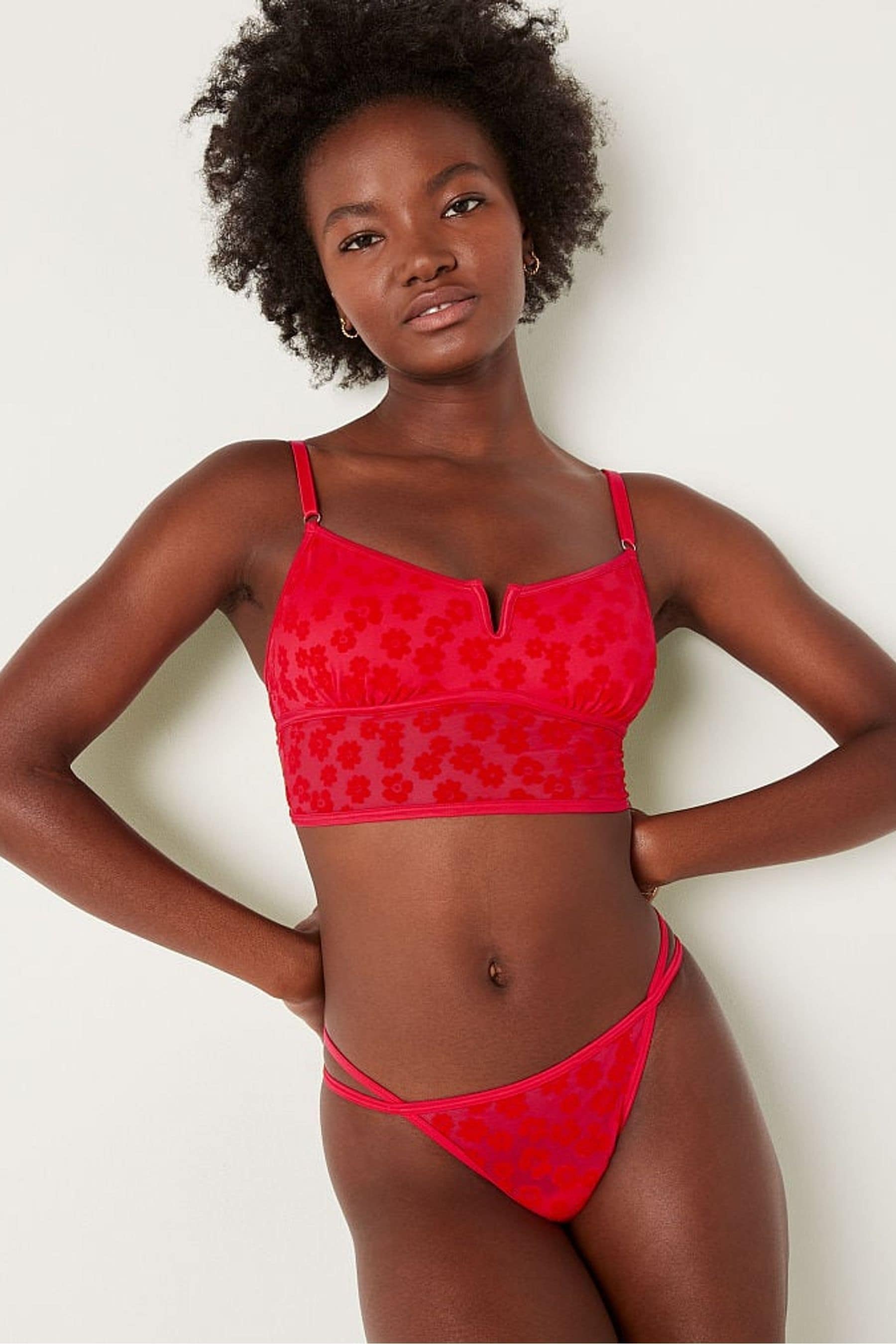 Velvet top pink bralette