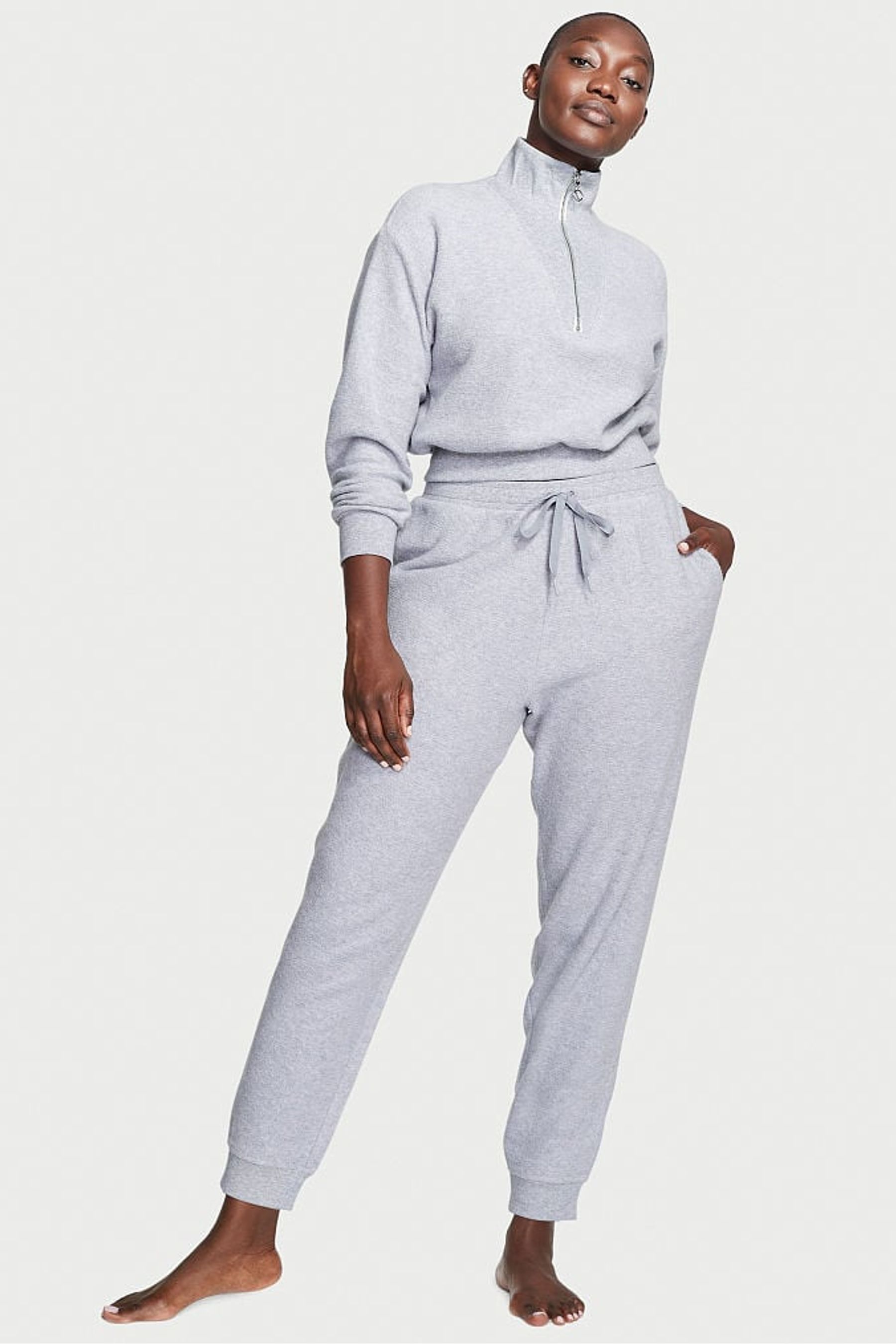 Buy Victoria s Secret Medum Heather Grey Fleece Lounge Jogger from