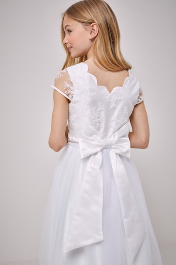 Lipsy Ivory Tulle Lace Cap Sleeve Occasion Dress