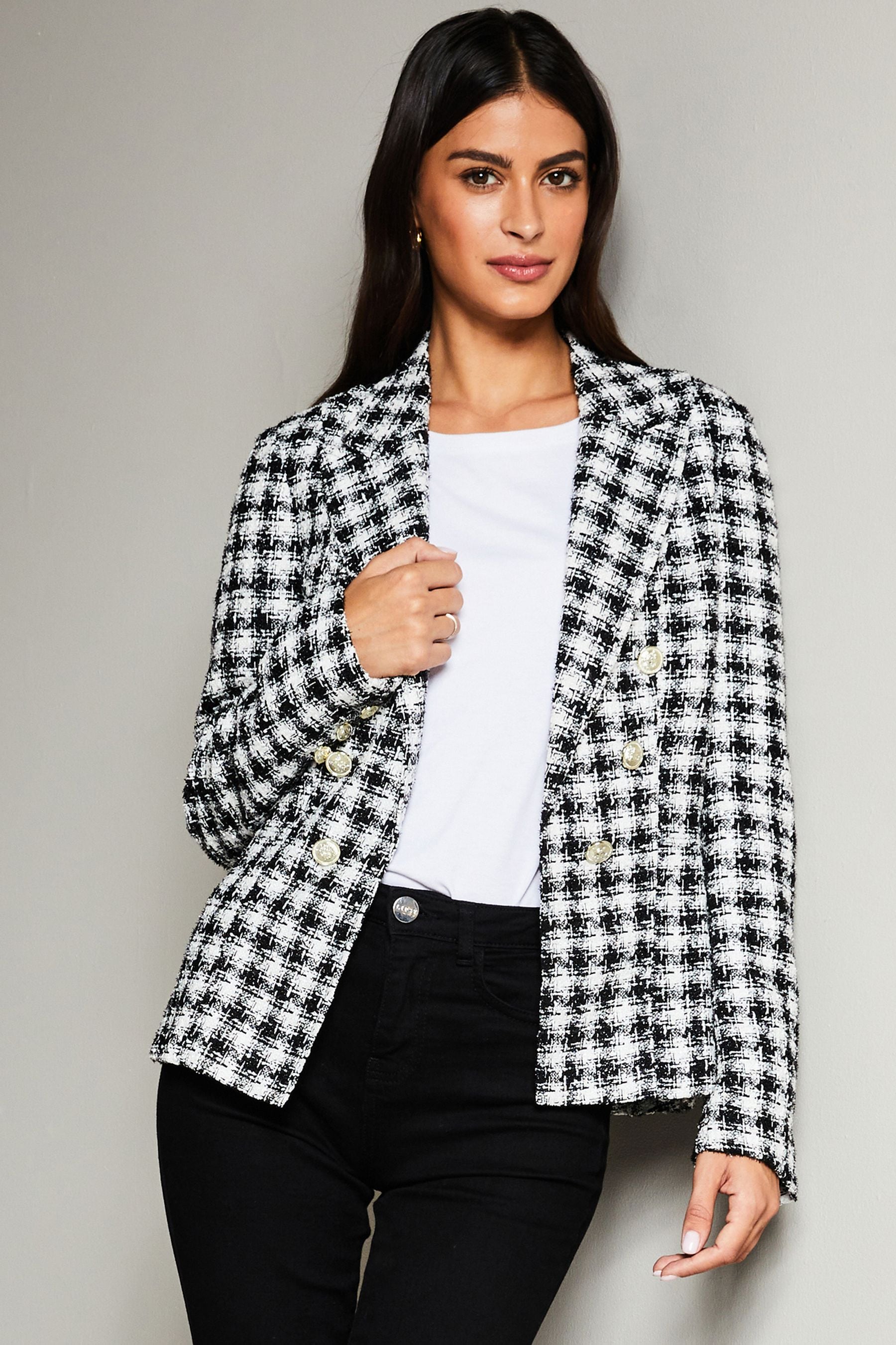 Lipsy tartan boucle clearance jacket