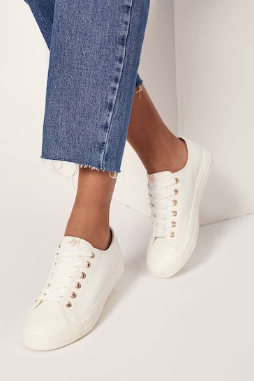 Lipsy White Low Top Lace Up Trainer