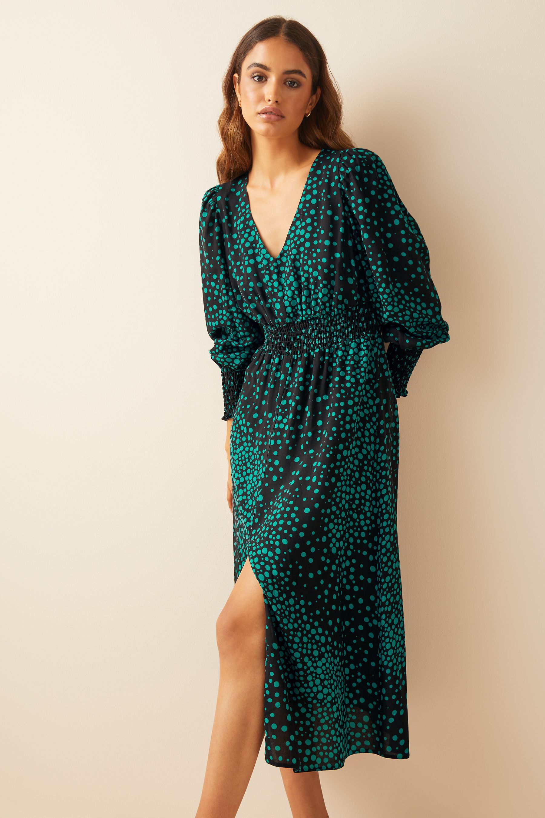Green and sale black midi dress