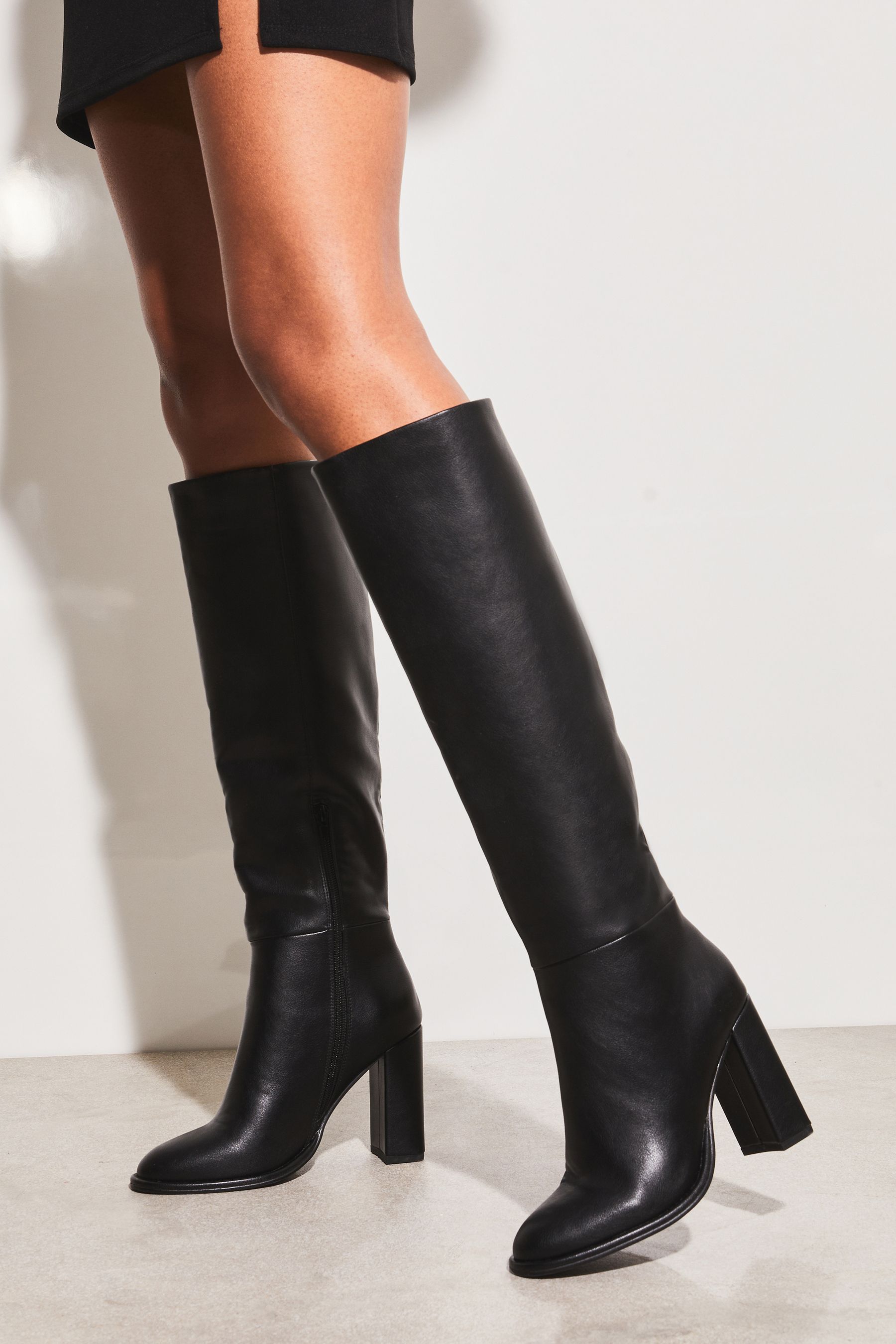 Buy Lipsy Black Mid Block Heel Shaft Knee High Boot from the Next UK ...