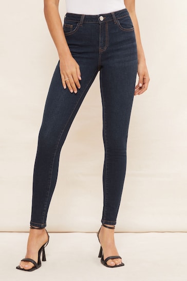 Friends Like These Dark Blue Midrise Contour Jeans