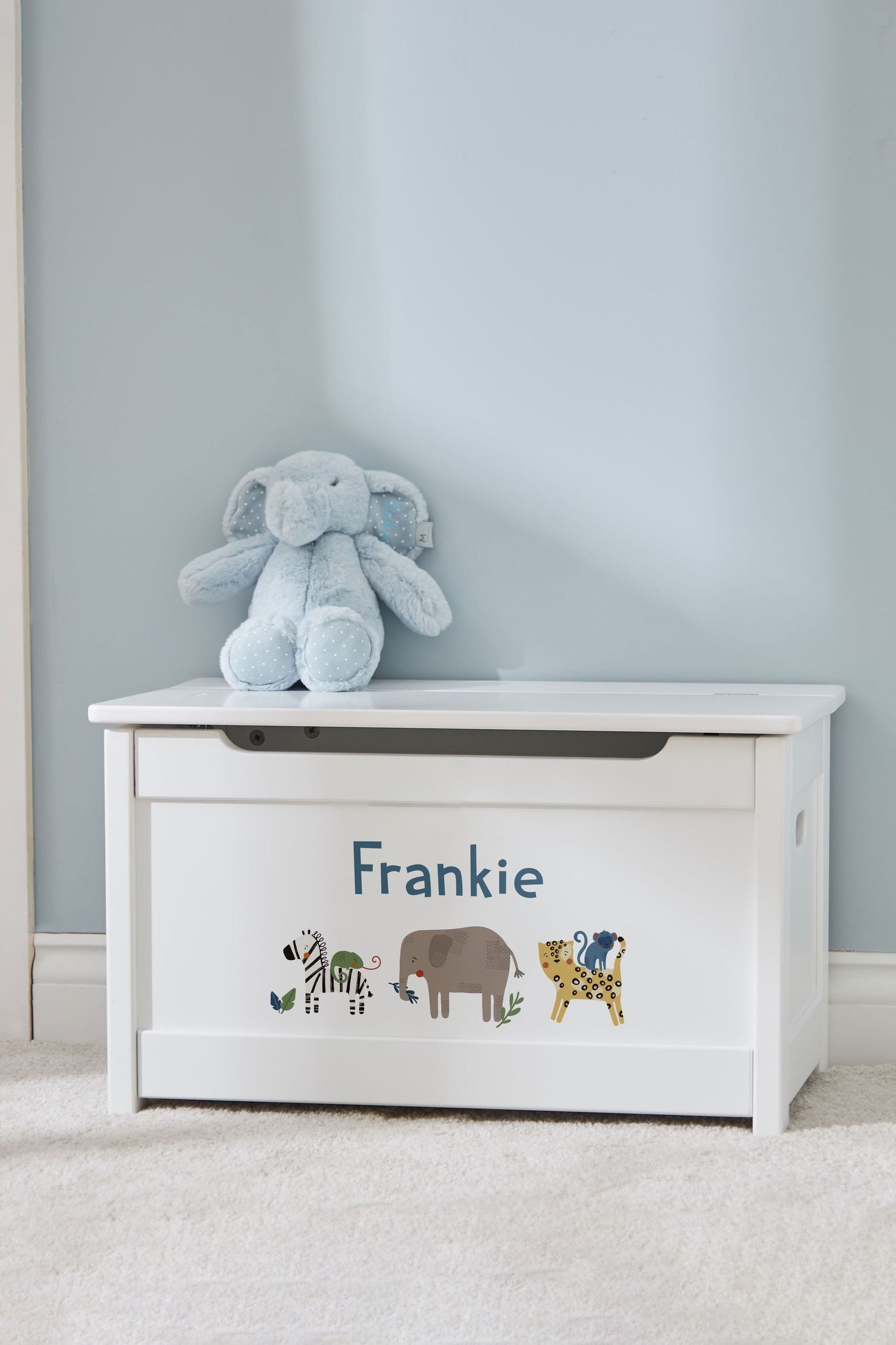 Personalised grey toy box deals