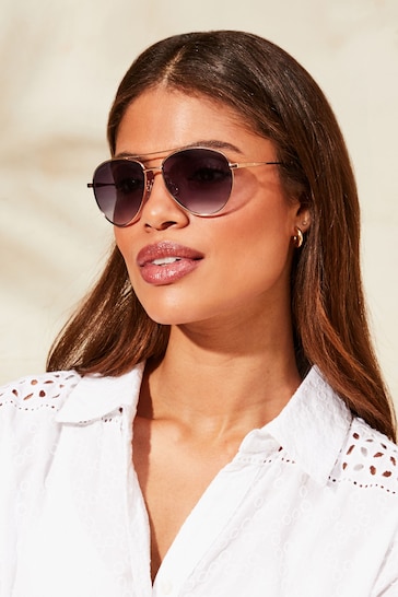 Lipsy Brown Aviator Style Sunglasses