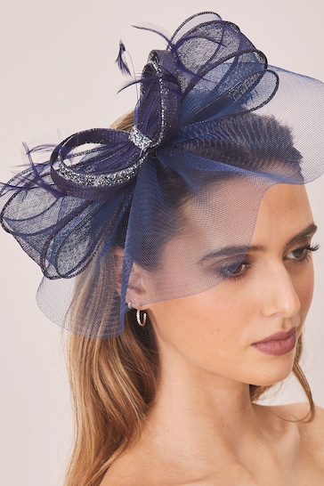 Lipsy Navy Blue Diamante Bow Fascinator Headband