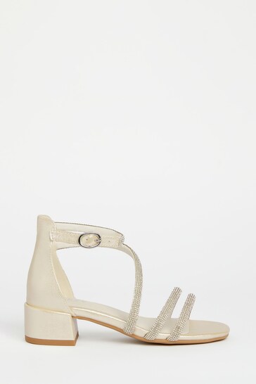 Lipsy White Low Block Heel Occasion Sandals