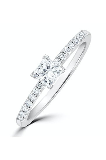 The Diamond Store Princess Cut Lab Diamond Engagement Ring 0.25ct H/Si in 9K White Gold