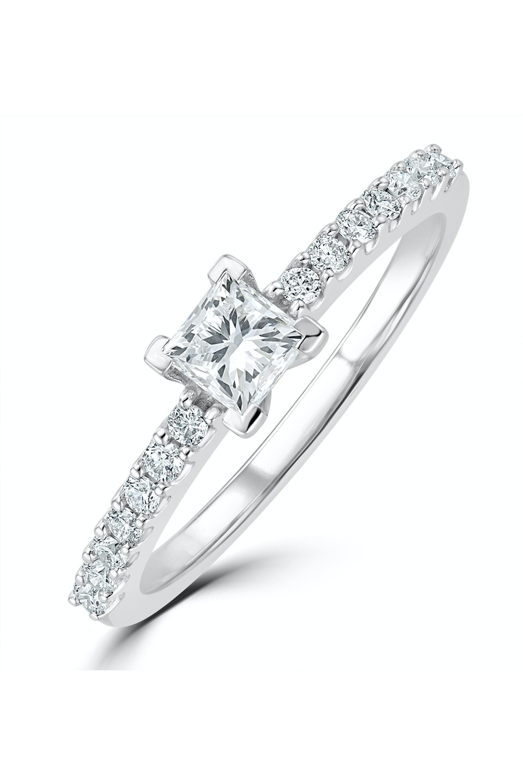 The Diamond Store Princess Cut Lab Diamond Engagement Ring 0.50ct H Si in 9K White Gold