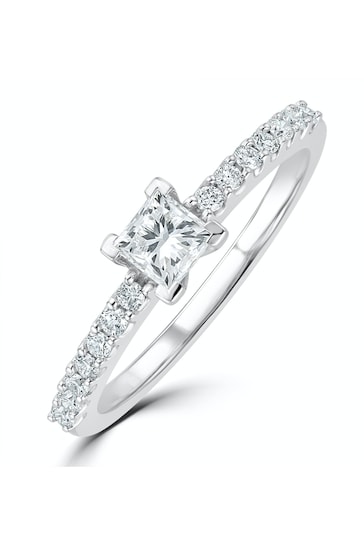 The Diamond Store Princess Cut Lab Diamond Engagement Ring 0.50ct H/Si in 9K White Gold