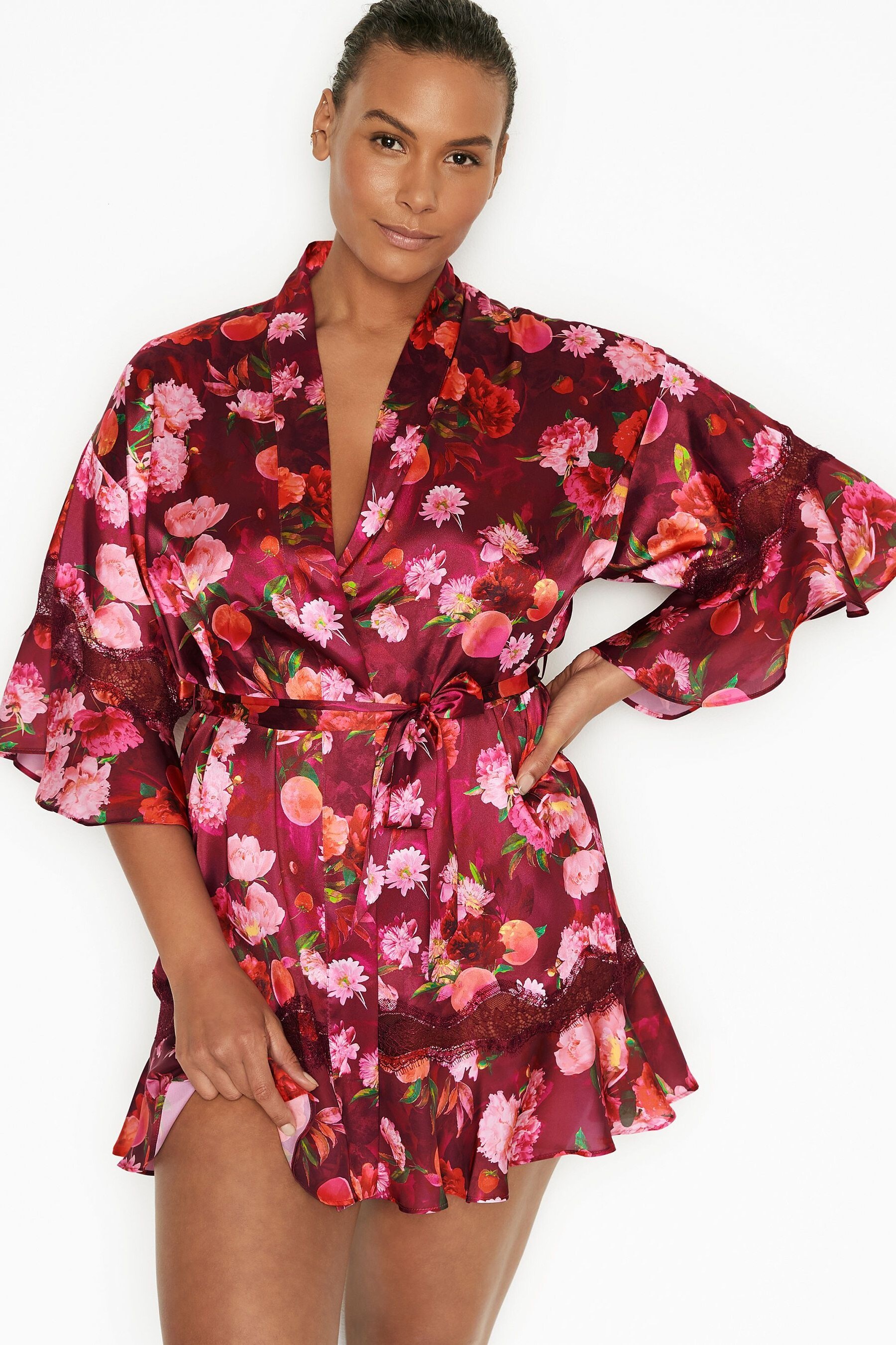 victorias secret flounce satin robe