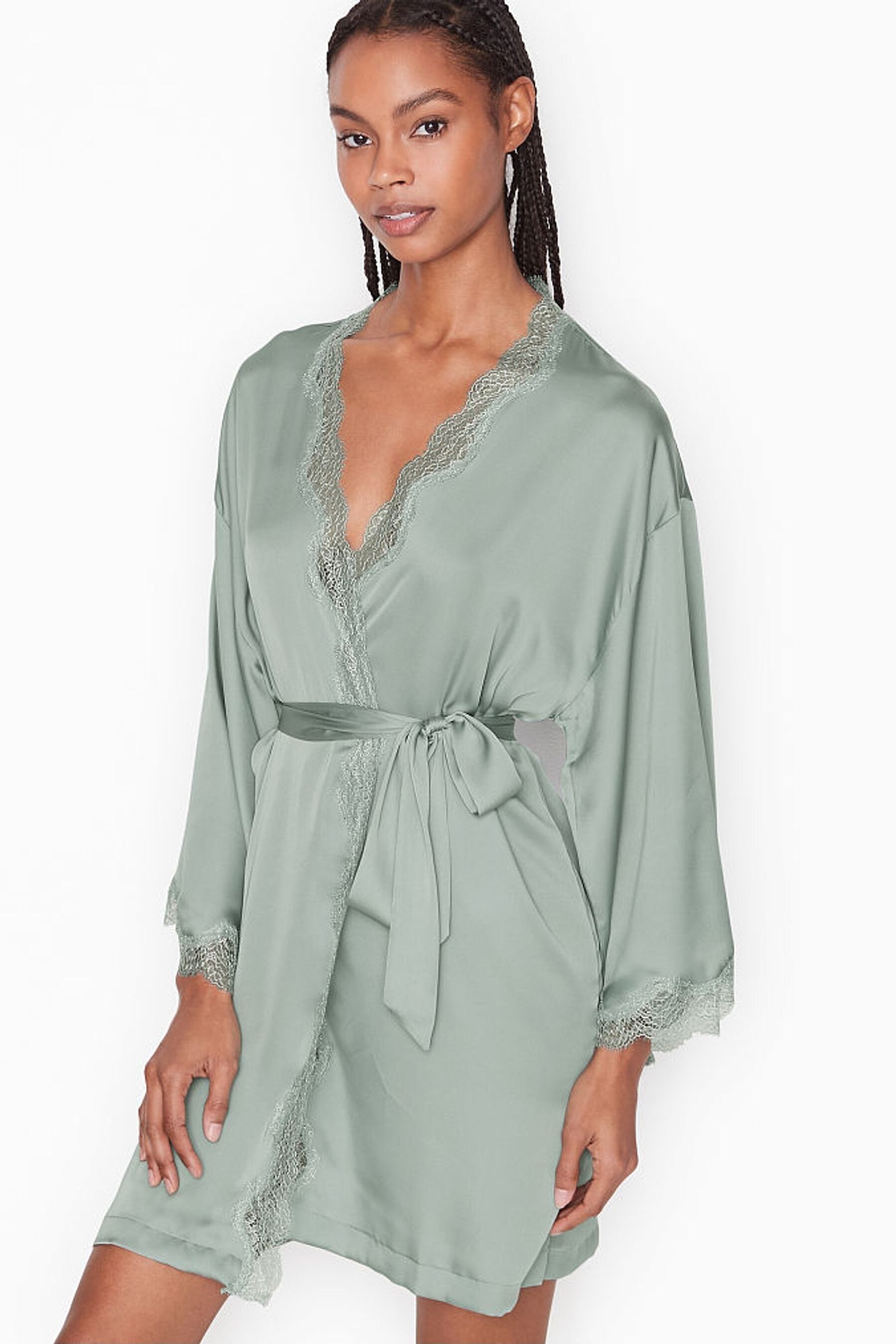 victorias secret flounce satin robe