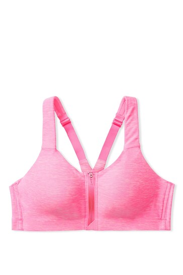 Victoria's Secret Neon Peony Pink High Impact Racerback Zip Up Sports Bra