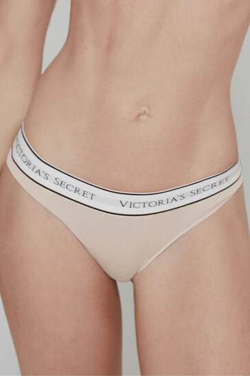 Victoria's Secret Nude Thong Logo Thong Knickers