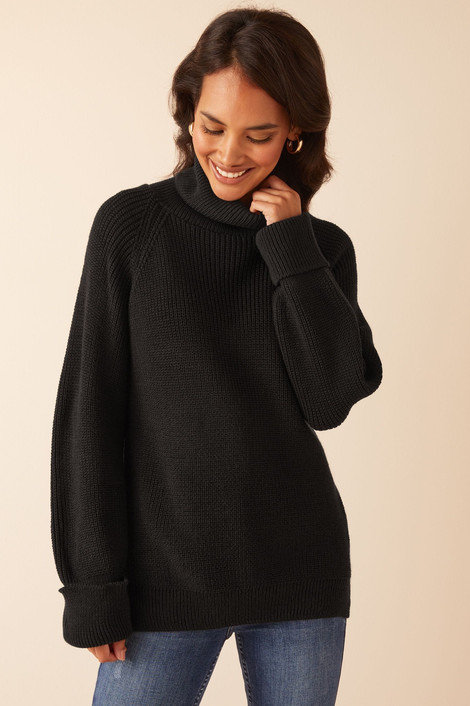 Long black on sale roll neck jumper