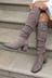 Linzi Brown Zena Faux Suede Square Toe Block Heel Knee High Boot